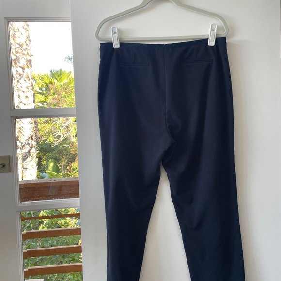 T Tahari Side zip, Straight-Leg Pants in Navy, Size Large - Picture 2 of 8